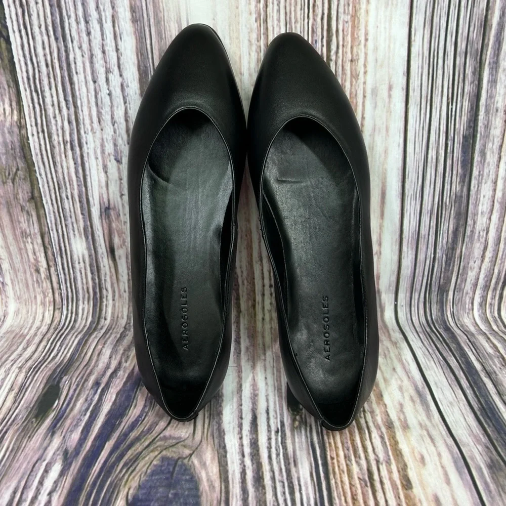 Aerosoles Virona Black Leather Ballet Flats New Size 10.5